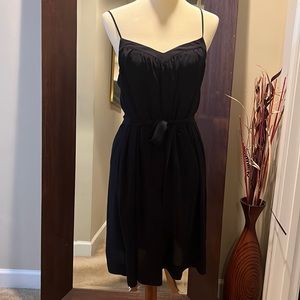 Navy babydoll dress with belt